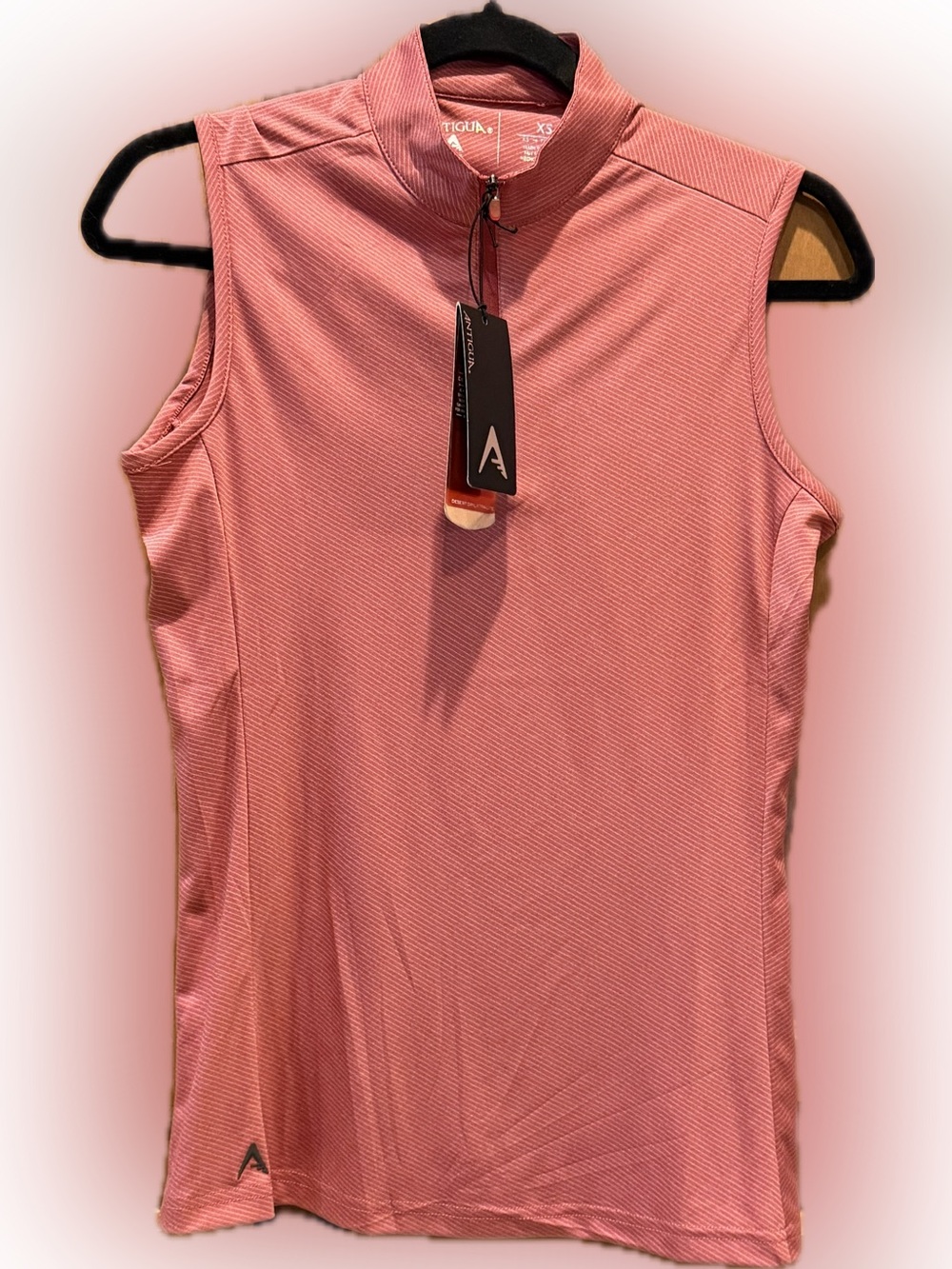 Antigua Women's Ability Sleeveless Golf Top Red/White Stripe Size M NWT